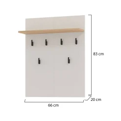 Appendiabiti Beige Marrone Rovere set Fissaggio a Muro Incluso 6 Ganci 83h cm, Installazione a Muro - Igliano