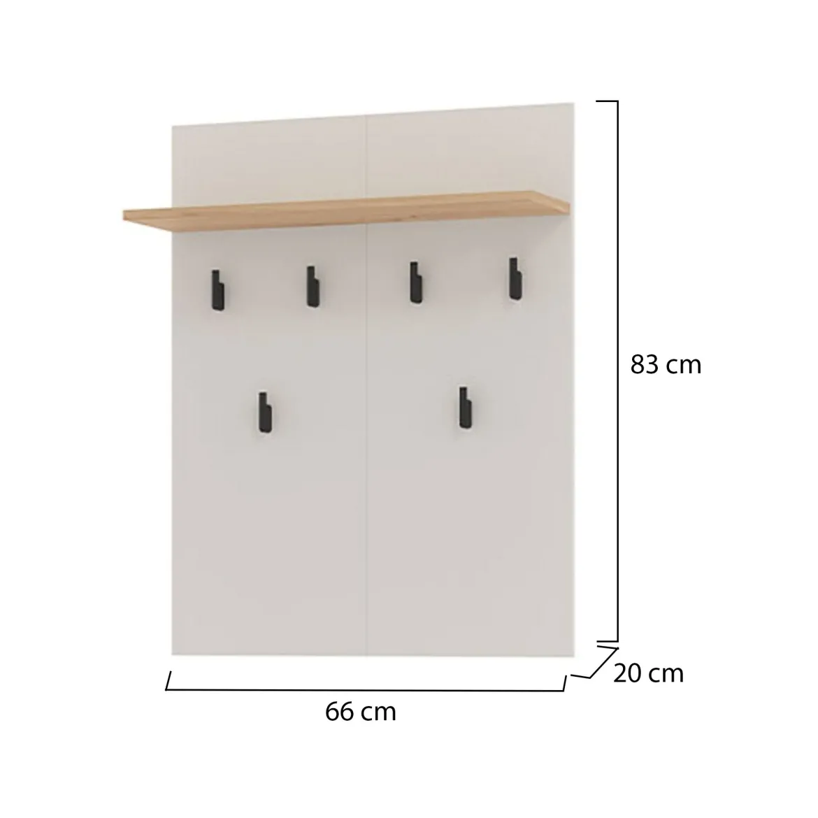 Appendiabiti Beige Marrone Rovere set Fissaggio a Muro Incluso 6 Ganci 83h cm, Installazione a Muro - Igliano