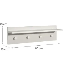 Appendiabiti Bianco 4 Ganci Installazione a Muro, - Mozzo