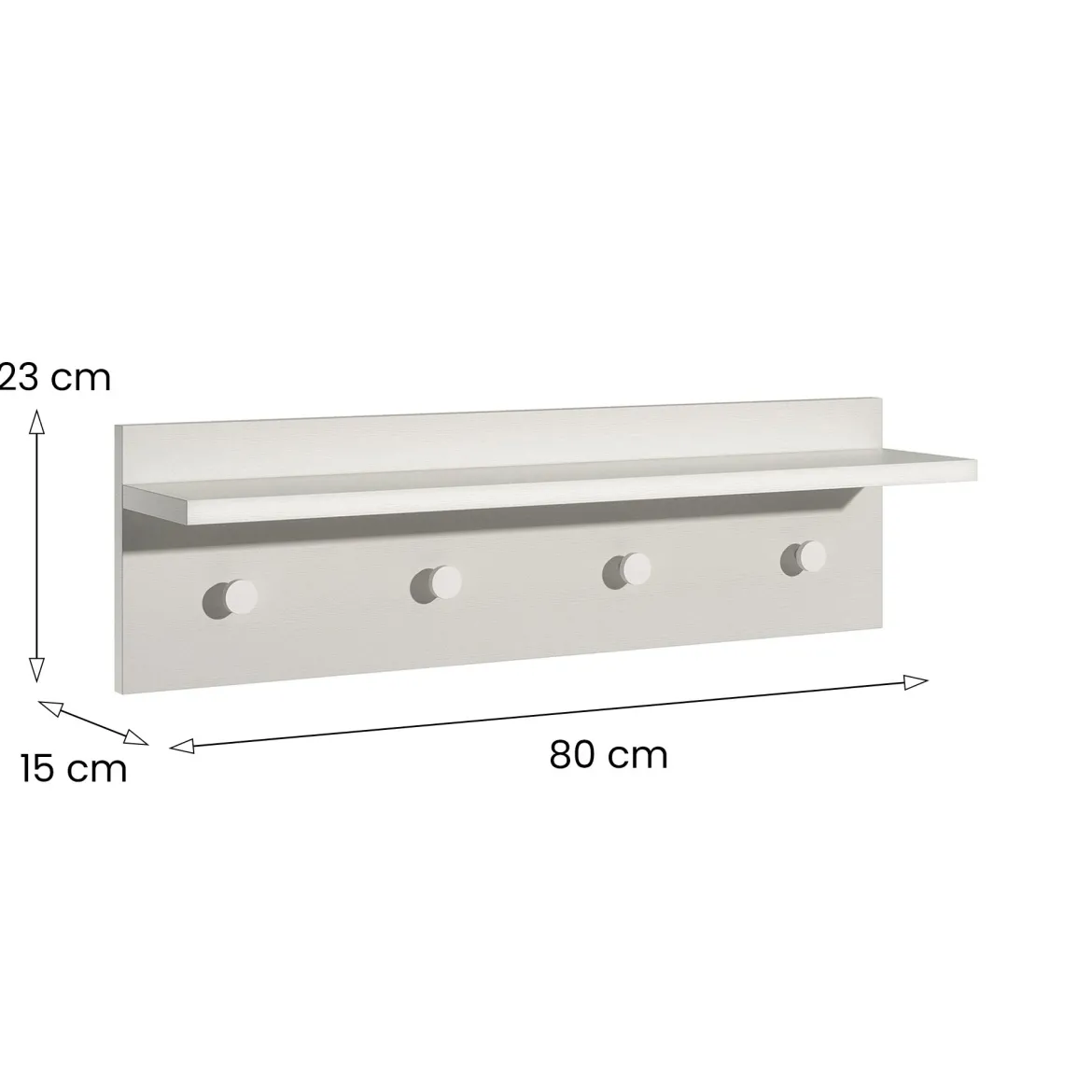 Appendiabiti Bianco 4 Ganci Installazione a Muro, - Mozzo