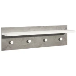Appendiabiti Bianco Grigio Cemento 4 Ganci Installazione a Muro, Colore Struttura Grigio - Mozzo