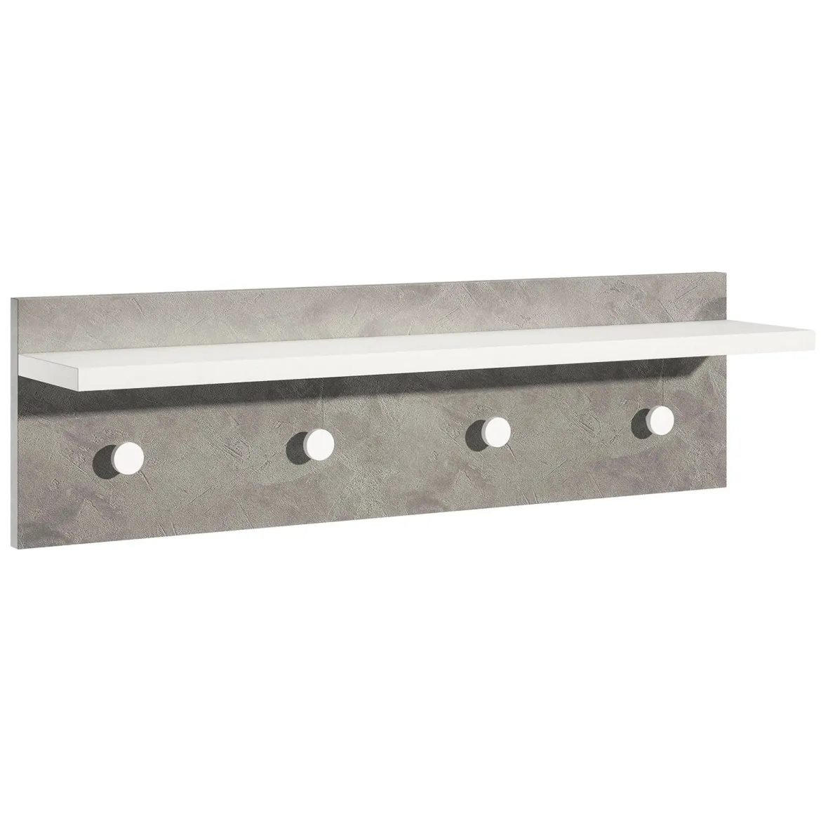 Appendiabiti Bianco Grigio Cemento 4 Ganci Installazione a Muro, Colore Struttura Grigio - Mozzo