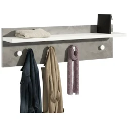 Appendiabiti Bianco Grigio Cemento 4 Ganci Installazione a Muro, Colore Struttura Grigio - Mozzo