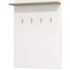 Appendiabiti Bianco Marrone Rovere set Fissaggio a Muro Incluso 4 Ganci 114h cm, Installazione a Muro - Montese