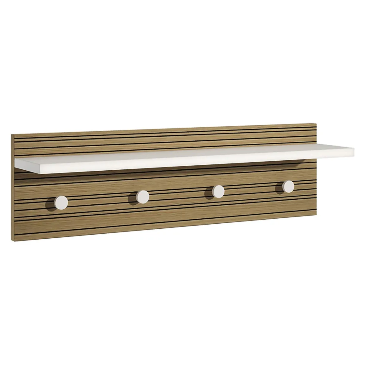 Appendiabiti Bianco Marrone Rovere 4 Ganci Installazione a Muro, Colore Struttura Marrone - Mozzo