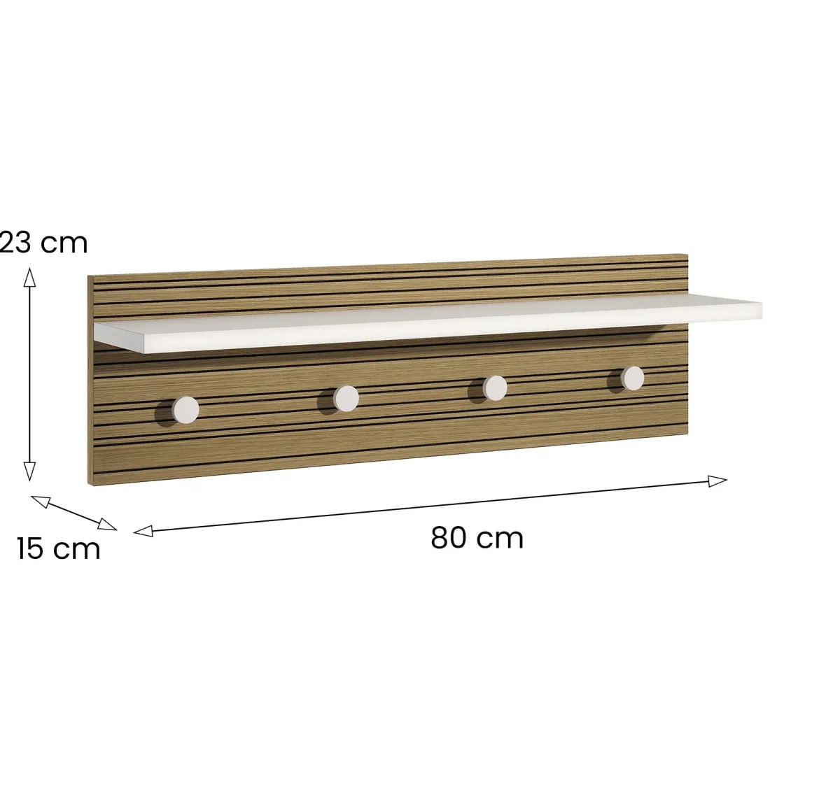 Appendiabiti Bianco Marrone Rovere 4 Ganci Installazione a Muro, Colore Struttura Marrone - Mozzo