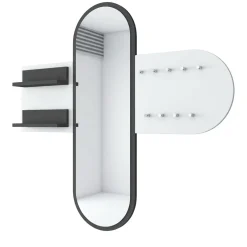 Appendiabiti Bianco Nero Antracite con Specchio 9 Ganci 120h cm, Installazione a Muro - Guardia