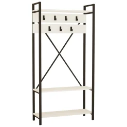 Appendiabiti Bianco Nero 7 Ganci Installazione a Terra 180h cm, Colore Struttura Nero - Celiera