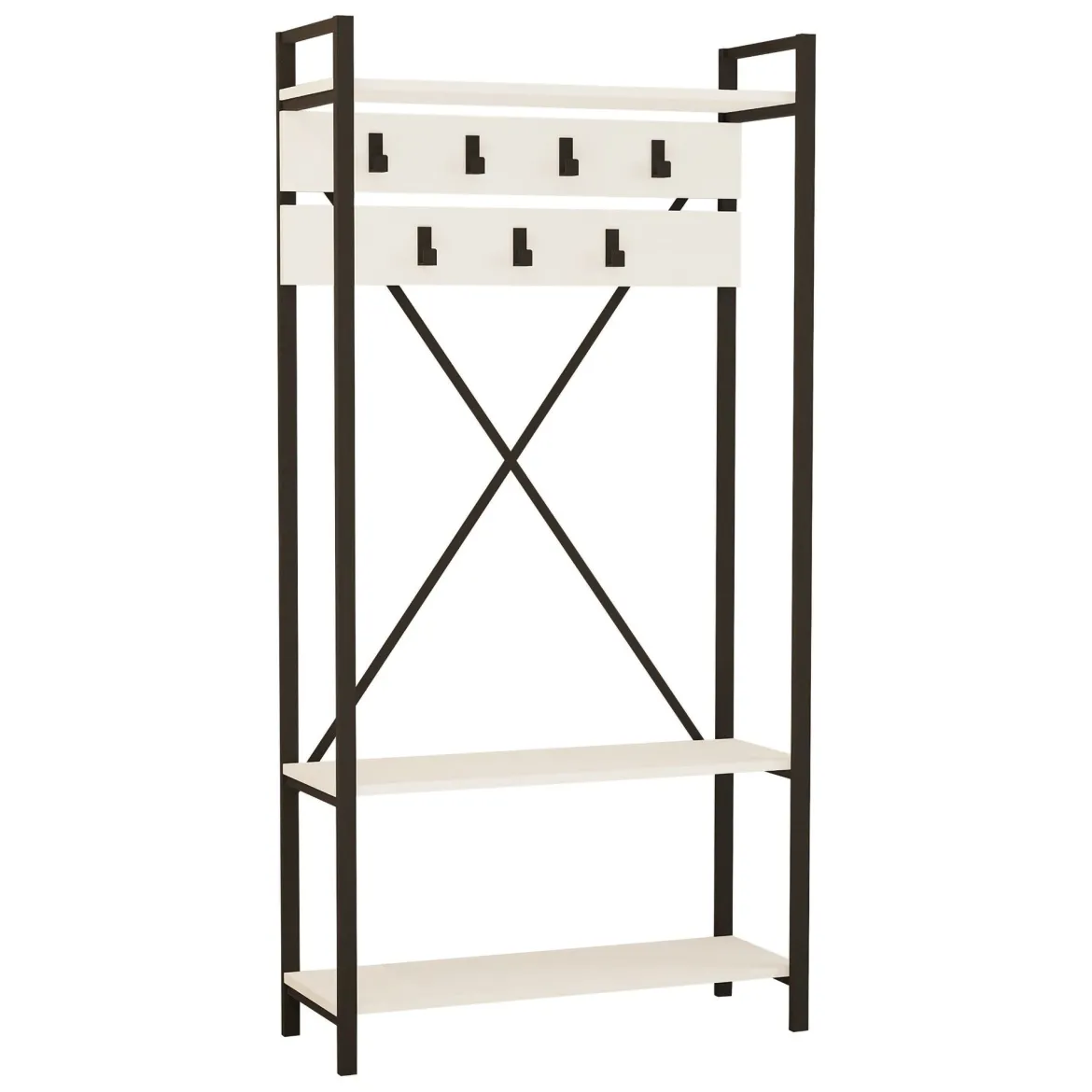 Appendiabiti Bianco Nero 7 Ganci Installazione a Terra 180h cm, Colore Struttura Nero - Celiera