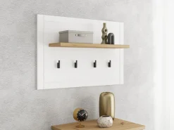 Appendiabiti Bianco Nero Rovere set Fissaggio a Muro Incluso 4 Ganci 57h cm, Installazione a Muro - Mediglia