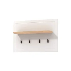 Appendiabiti Bianco Nero Rovere set Fissaggio a Muro Incluso 4 Ganci 57h cm, Installazione a Muro - Mediglia