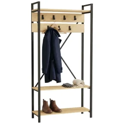 Appendiabiti Marrone Antracite Nero 7 Ganci Installazione a Terra 180h cm, Colore Struttura Nero - Celiera