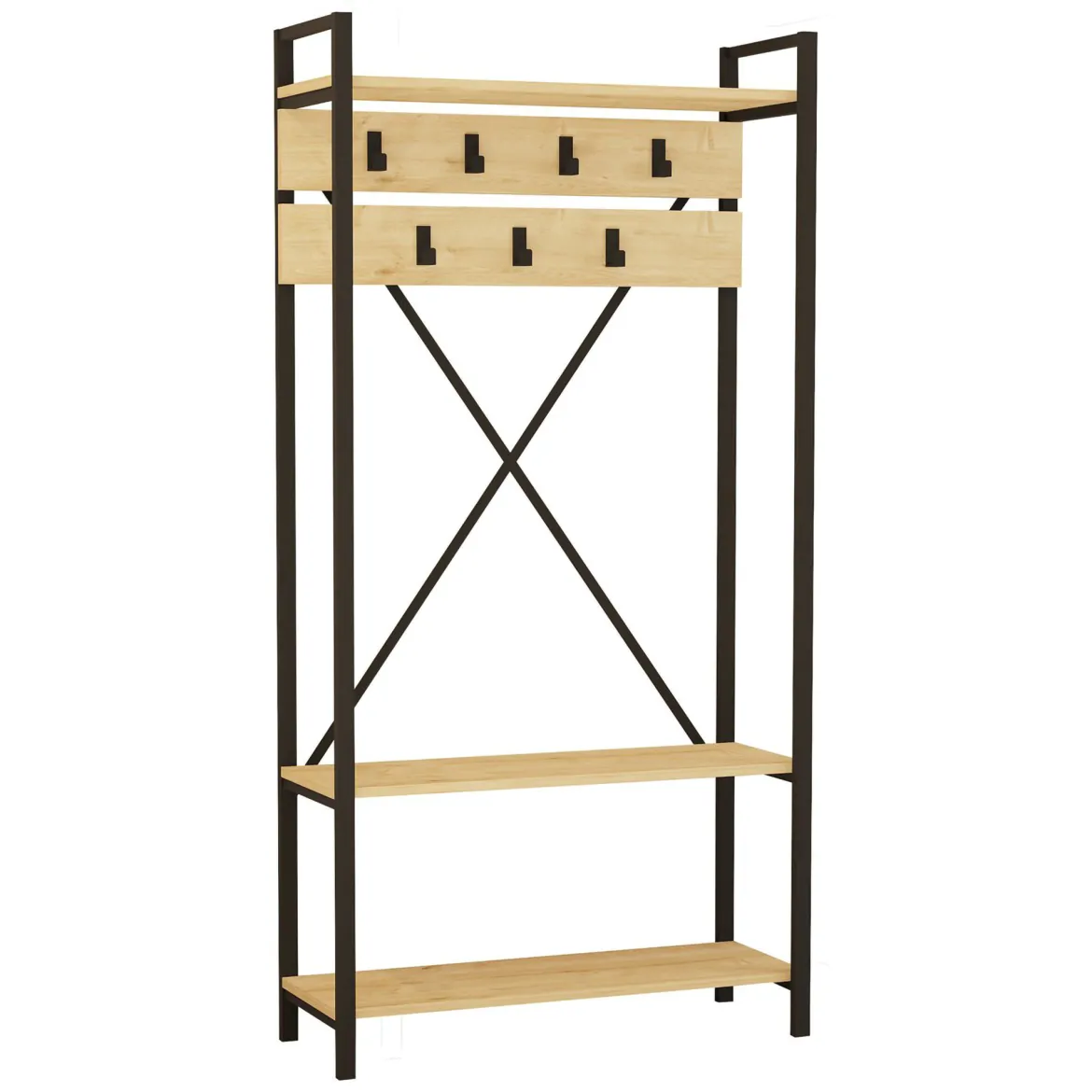 Appendiabiti Marrone Antracite Nero 7 Ganci Installazione a Terra 180h cm, Colore Struttura Nero - Celiera