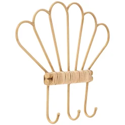 Appendiabiti Marrone Finitura in Rattan Color Bamboo Naturale 3 Ganci 33h cm, Installazione Sospeso - Danatala