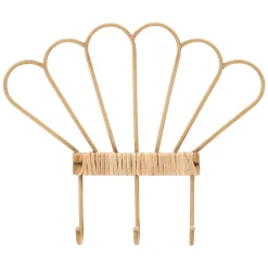 Appendiabiti Marrone Finitura in Rattan Color Bamboo Naturale 3 Ganci 33h cm, Installazione Sospeso - Danatala