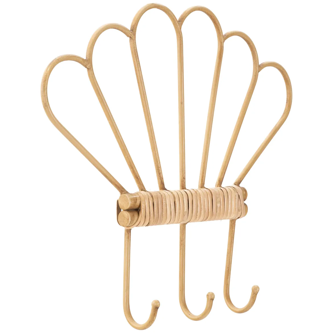 Appendiabiti Marrone Finitura in Rattan Color Bamboo Naturale 3 Ganci 33h cm, Installazione Sospeso - Danatala