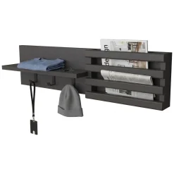 Appendiabiti Nero Antracite 3 Ganci Installazione a Muro 20h cm, Sfumatura Colore Struttura Antracite - Mandas
