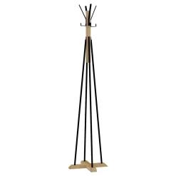 Appendiabiti Nero Marrone Rovere 4 Ganci Installazione a Terra 160h cm, Colore Struttura Marrone - Caravate