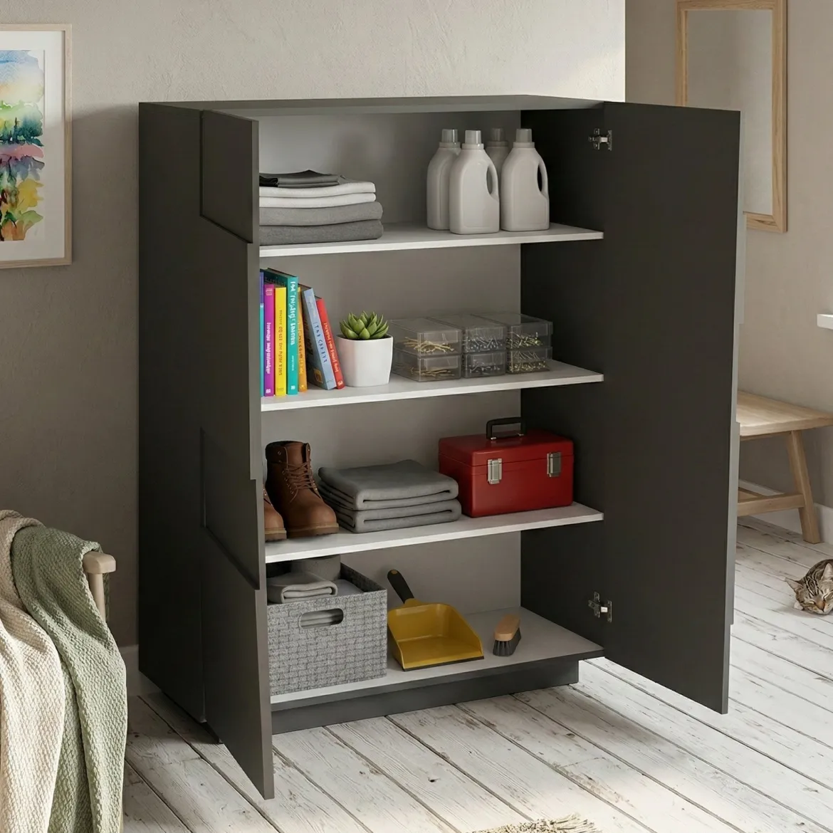 Armadio antracite multiuso 120x126h cm - Aulla