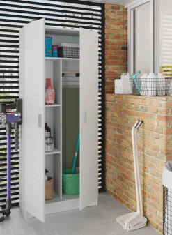 Armadio bianco 2 ante portascope 73x180h cm - Abadubidu