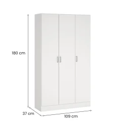 Armadio bianco 3 ante salvaspazio 109x180h cm - Ranuncolo