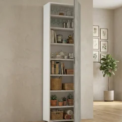 Armadio bianco e cemento 1 anta 50x182h cm - Abuela