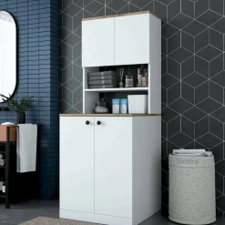 Armadio bianco e noce multifunzione 70x183h cm - Marty