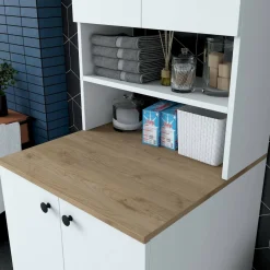 Armadio bianco e noce multifunzione 70x183h cm - Marty