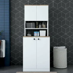 Armadio bianco e noce multifunzione 70x183h cm - Marty