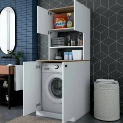 Armadio bianco e noce multifunzione 70x183h cm - Marty