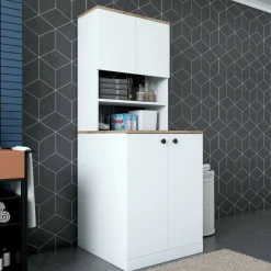 Armadio bianco e noce multifunzione 70x183h cm - Marty