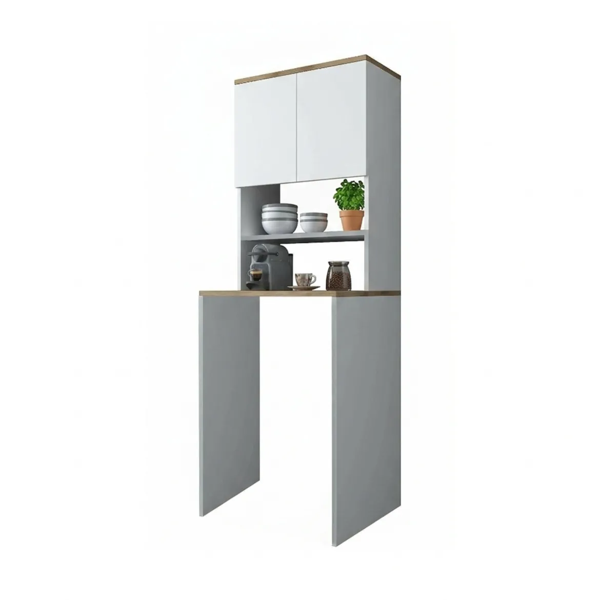Armadio bianco e noce multiuso 65x183h cm - Fiamma