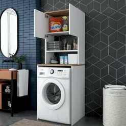 Armadio bianco e noce multiuso 65x183h cm - Fiamma