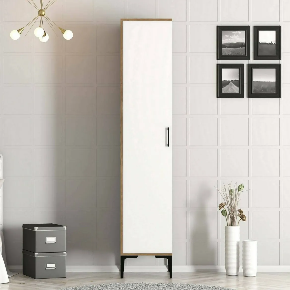 Armadio bianco e noce slim 40x47h cm - Giusta