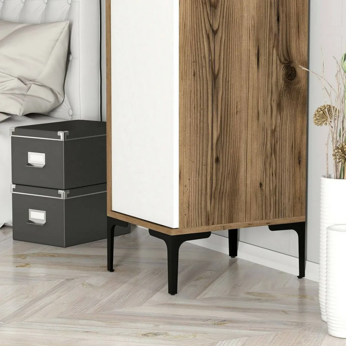 Armadio bianco e noce slim 40x47h cm - Giusta