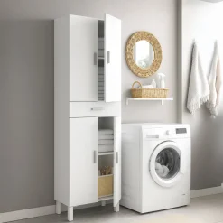 Armadio bianco lucido bagno 60x182h cm - Amiga