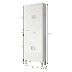 Armadio bianco lucido bagno 60x182h cm - Amiga