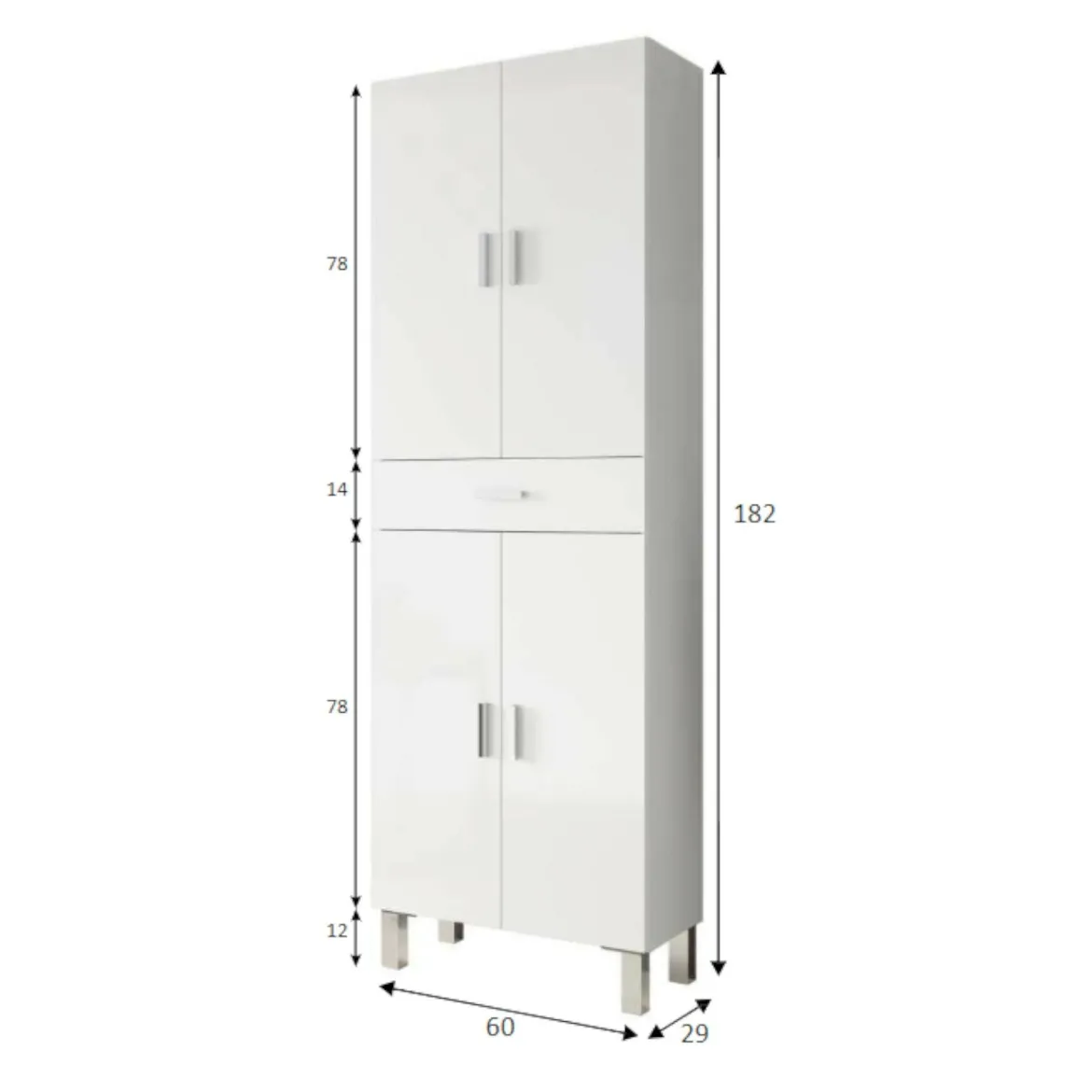 Armadio bianco lucido bagno 60x182h cm - Amiga