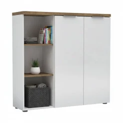 Armadio bianco lucido e legno salvaspazio 120x115h cm - Belsito