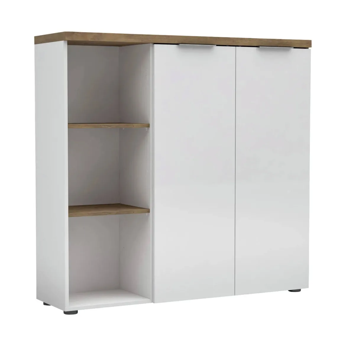 Armadio bianco lucido e legno salvaspazio 120x115h cm - Belsito