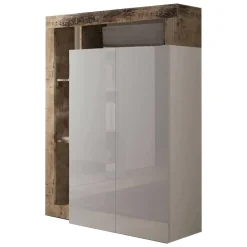 Armadio bianco lucido e rovere ante battenti 78x116h cm - Cipresso