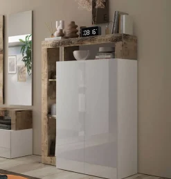 Armadio bianco lucido e rovere ante battenti 78x116h cm - Cipresso