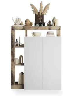 Armadio bianco lucido e rovere ante battenti 78x116h cm - Cipresso