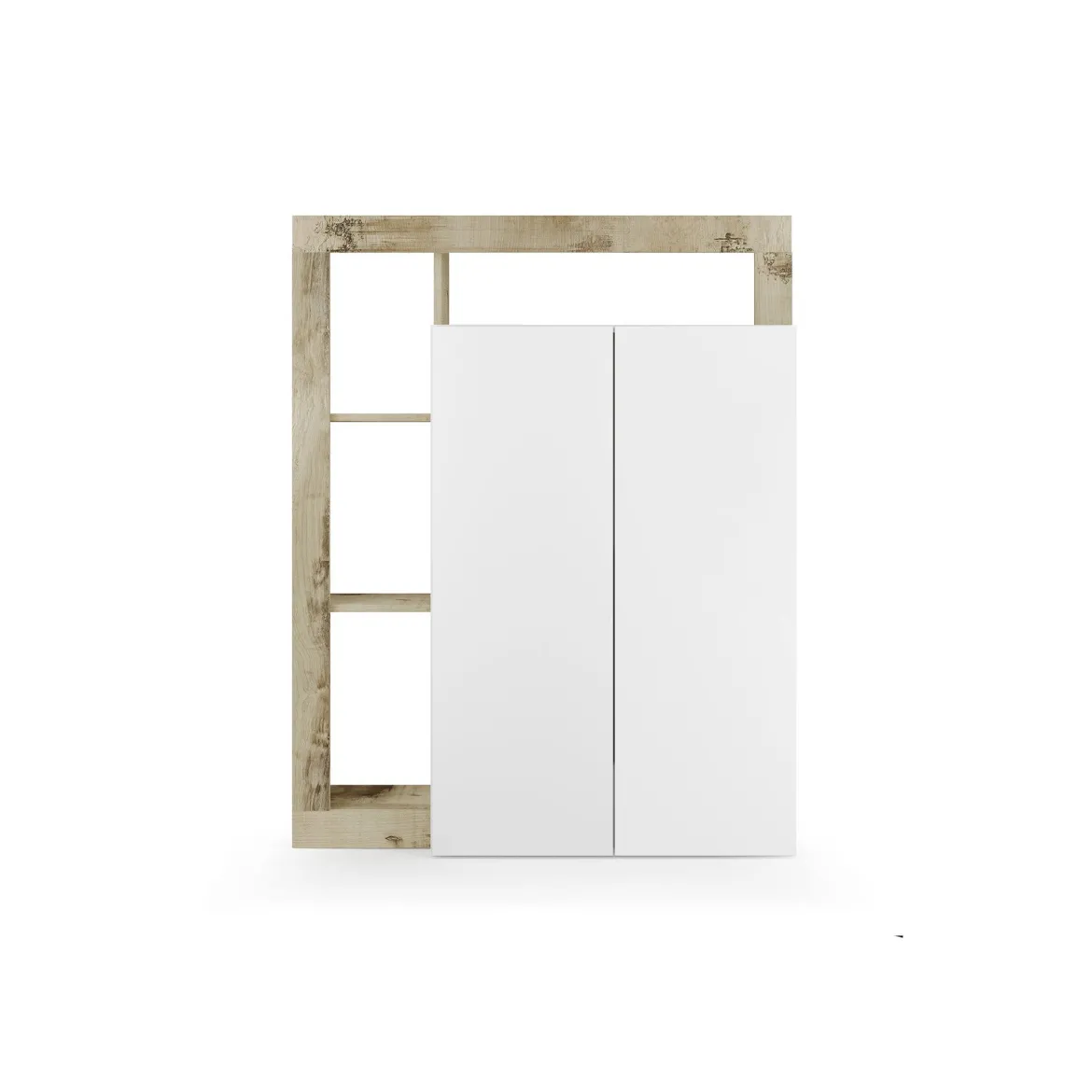 Armadio bianco lucido e rovere ante battenti 78x116h cm - Cipresso
