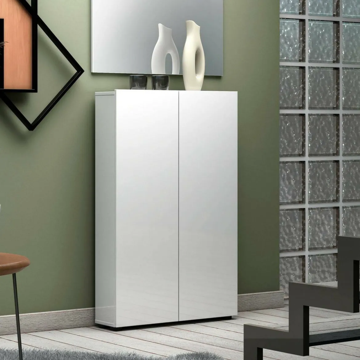 Armadio bianco lucido salvaspazio 70x115h cm - Unicorno