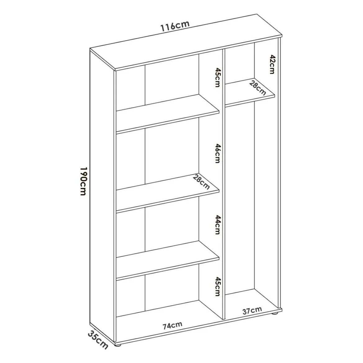 Armadio bianco multiuso 116x190h cm - Aniello