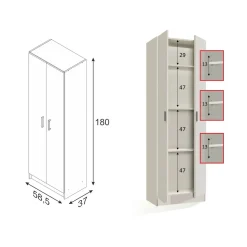 Armadio bianco sgabuzzino 59x180h cm - Aragorn