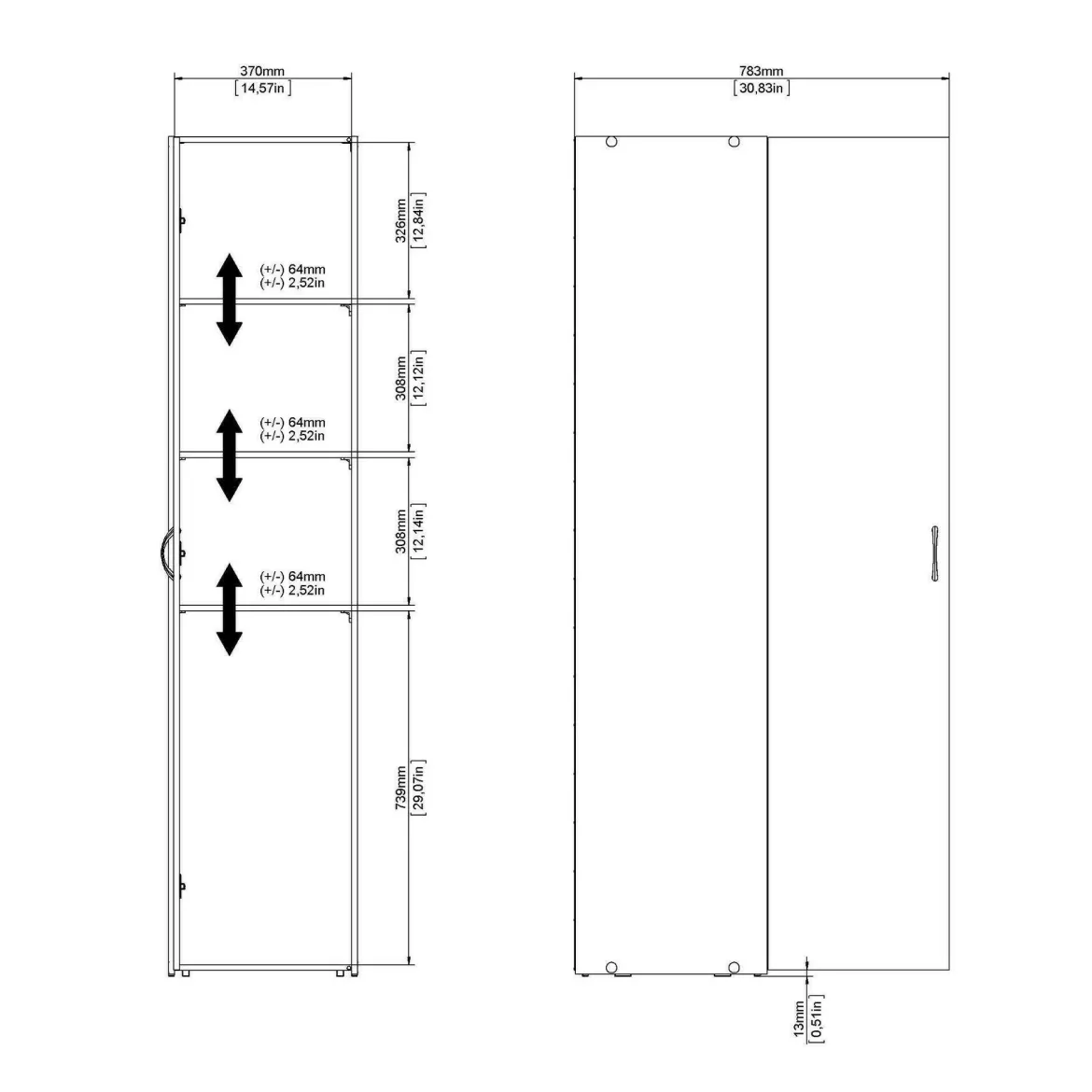 Armadio bianco slim 41x175h cm - Khutulun