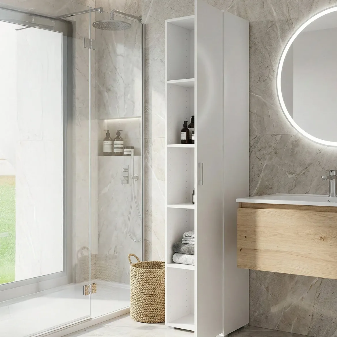 Armadio bianco stretto 45x195h cm - Aloise