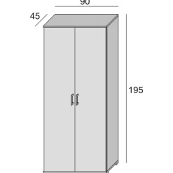 Armadio cemento e bianco 2 ante 90x195h cm - Aliosha